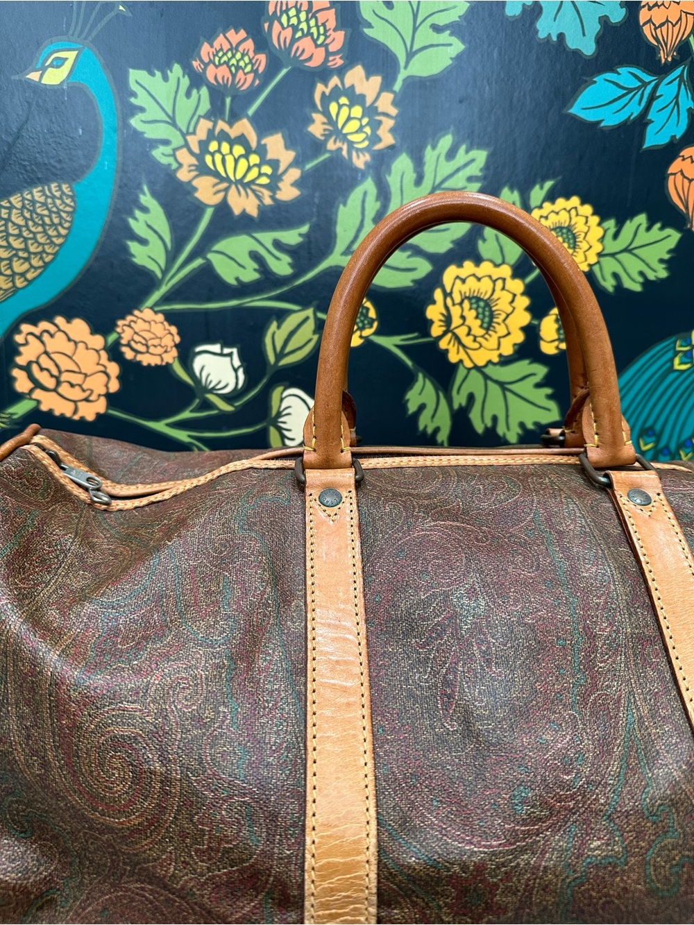 Vintage Etro Milano Arnica Paisley Weekender Duffle Bag Made in Italy - Picture 6 of 14